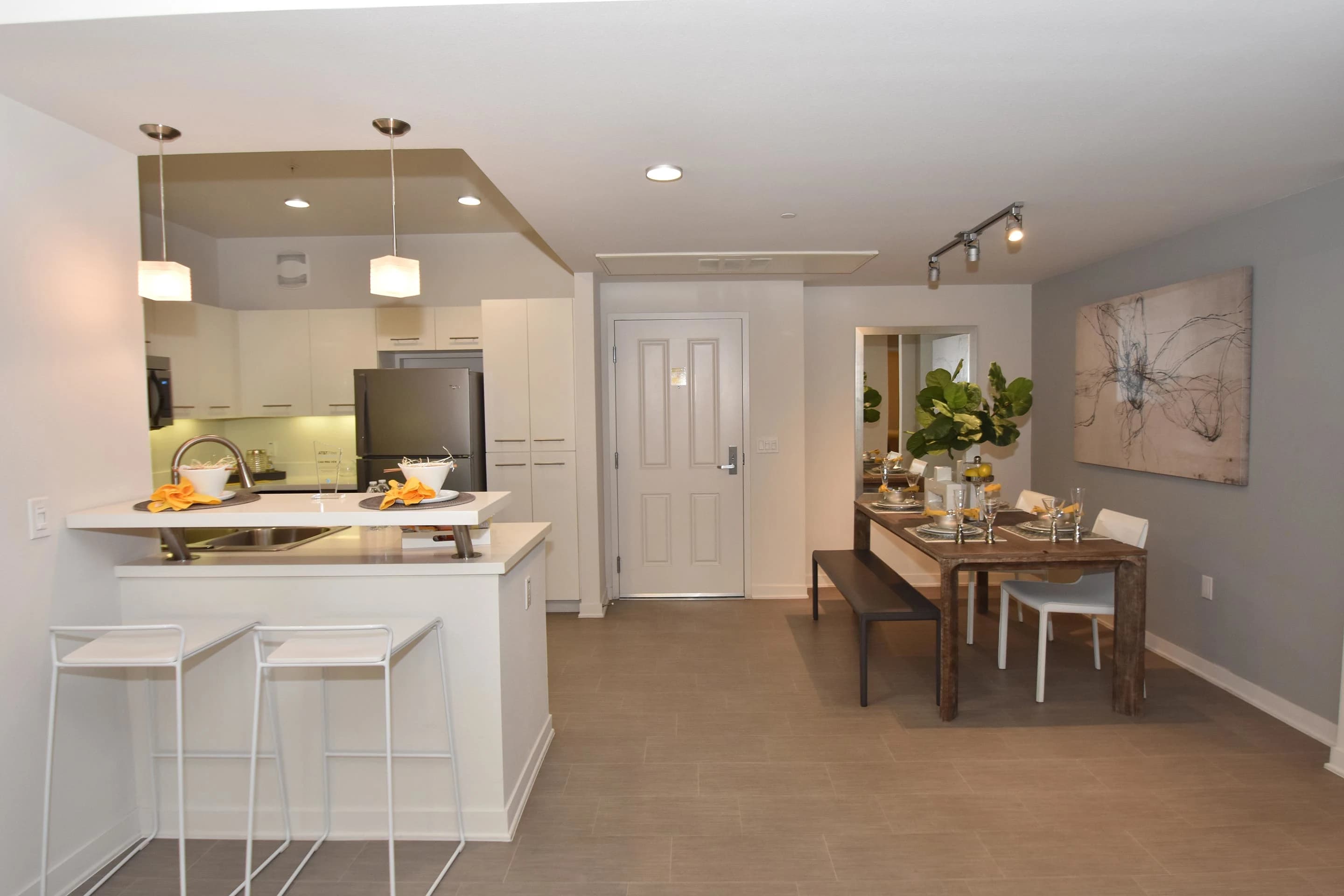 Finished Garden Communities multifamily unit interior with tile and surface work