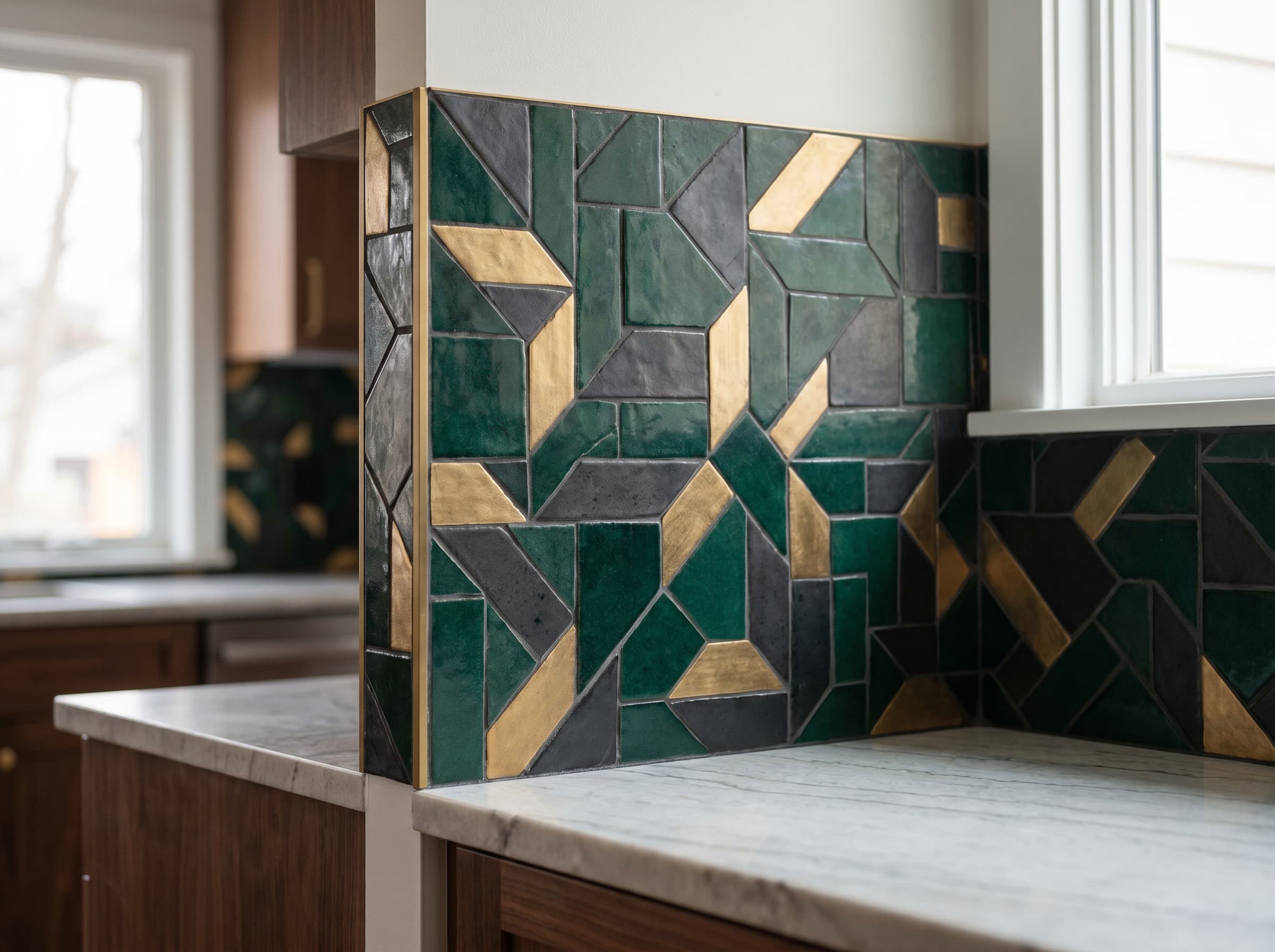 Custom residential tile design with handcrafted layout detail