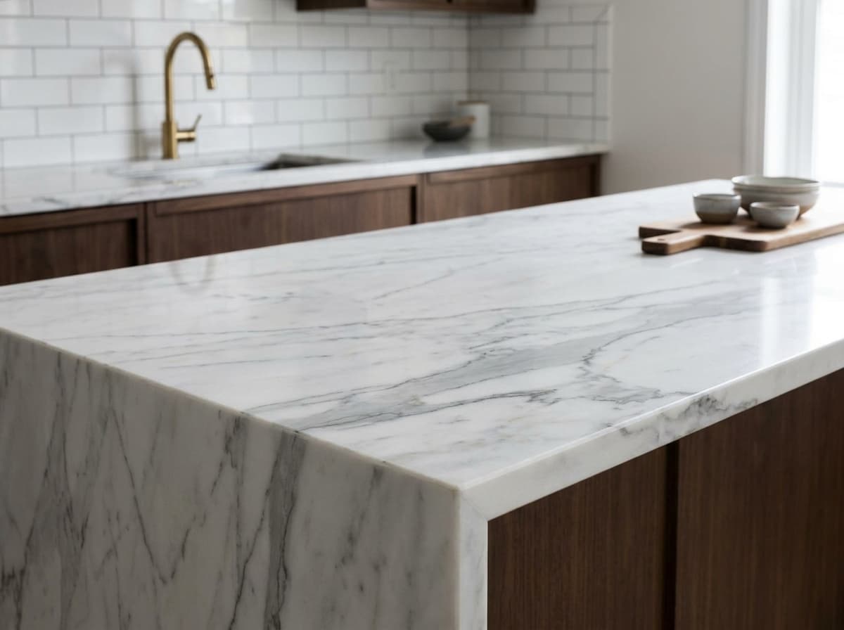 Residential kitchen with tile backsplash and stone counter detail